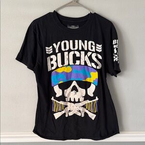 Young Bucks Logo NJPW New Japan‎ Pro Wrestling Men's Black T-Shirt Size L Large